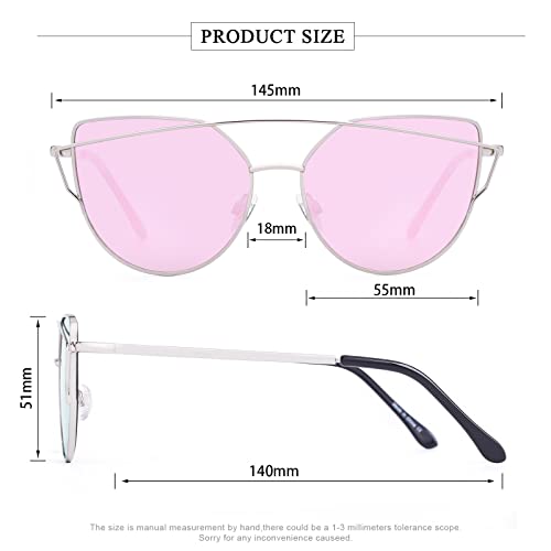 Cat Eye Sunglasses for Women Mirrored Flat Lenses Metal Frame Fashion Eyewear3