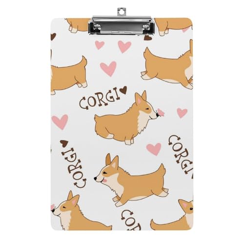 Clipboard pour papier documents A4 avec motif Corgi mignon anti-perte