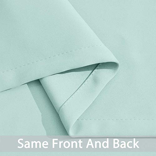 Yakamok Blackout Curtains Room Darkening Thermal Insulated Window Panels,Solid Grommet Top Drapes for Bedroom/Living Room(52Wx90L, Aqua, 2 Panels)