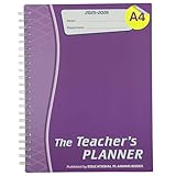 Educational Planning Books - The Teachers Planner Wirobound 2025-26 | A4 Teacher Planner, 6 Periods, Page-a-Day Teacher Notebook - Purple (TP3-P)