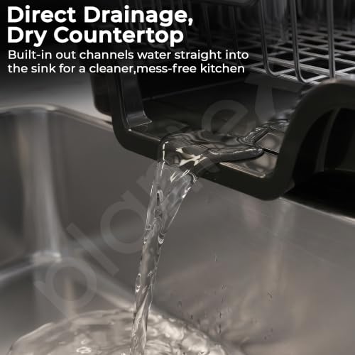Image of Plantex Stainless Steel Utensil Drying Rack /Dish Rack with Drainer Tray for Kitchen /Vessel Drainer Basket for Utensils /Bartan Basket Stand - Chrome (42 x32 x16 Cm)