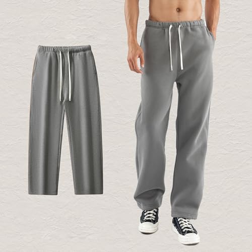 Hawyet Sweatpants for Men Solid Color Midweight Elastic Waist Drawstring Spring Fall Active Athletic Workout Sweatpanst2