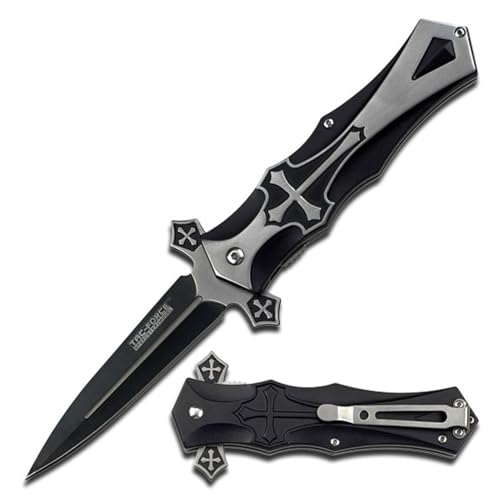 Tac Force stainless steel Dagger Style Folding Knife, Black