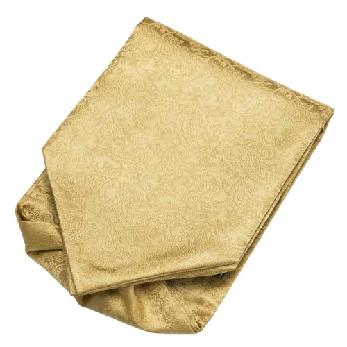 Image of Hi-Tie Silk Ascot for Men Self Tie Men's Cravat and Flower Lapel Pin Handkerchief Cufflinks Set for Wedding Party