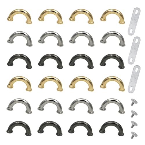 24Pcs Metal D-Ring Connector Buckles for Bag, D-Ring Buckle Connectors Arch Bridge D Ring Buckle Chain Strap Connector with Screws for Purse Bag Hardware Sewing DIY Crafts