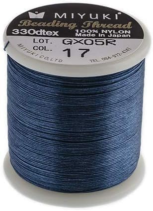 1 pcs Miyuki beading nylon pre-waxed thread 0.2 mm (B) x 50 m Dark Blue 17