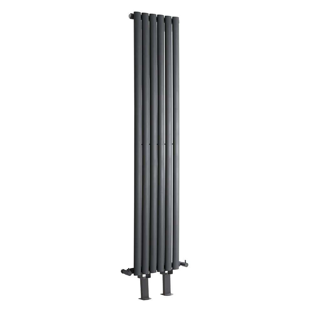 Milano Anthracite Aruba Vertical Single Oval Panel Radiator Feet - 1600Mm X 354Mm