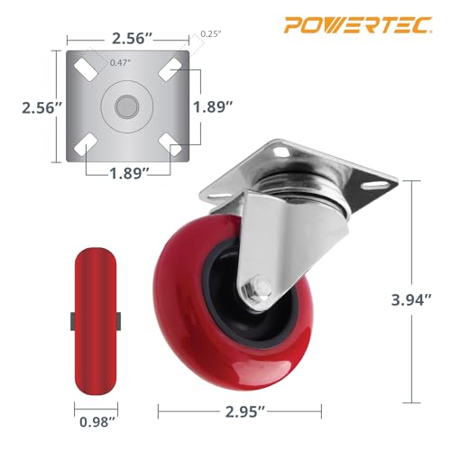Powertec 17206 3 Inch Swivel Caster Wheels Set Of 4 thumb #4