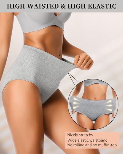 Image of CULAYII Tummy Control Underwear Womens High Waisted Cotton Panties Breathable Full Coverage Postpartum Ladies Briefs