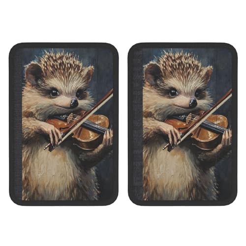 Hedgehog Playing The Violin Car Seat Belt Cover 2 Pack Seatbelt Strap Shoulder Pad Protector Universal Comfort for Car