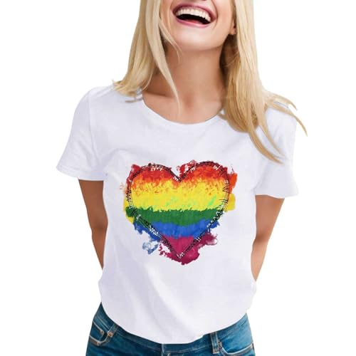 Regenbogen T-Shirt Bunte Flagge Pfote Grafikdruck LGBTQ Lesbian Gay Pride Vintage Tee Shirt Oberteil Tops Rainbow Outfits Kurzarm Tshirt Unisex Erwachsene Oberteile