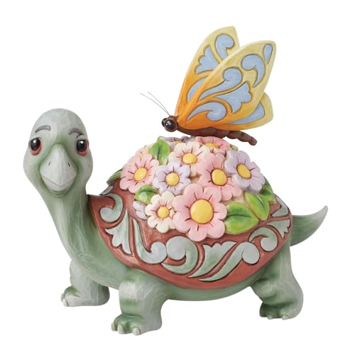 Enesco Jim Shore Heartwood Creek Nature's Meadow Turtle with Flowers anda Butterfly Figurine- Stone Resin Hand Crafted Collectible Figurines Home Decor Statue, 7.25 Inch