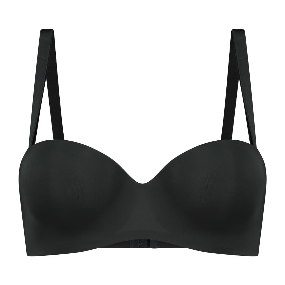 Bye Bra - Reggiseno Fascia Push-up progressivo Strapless, Nero , S