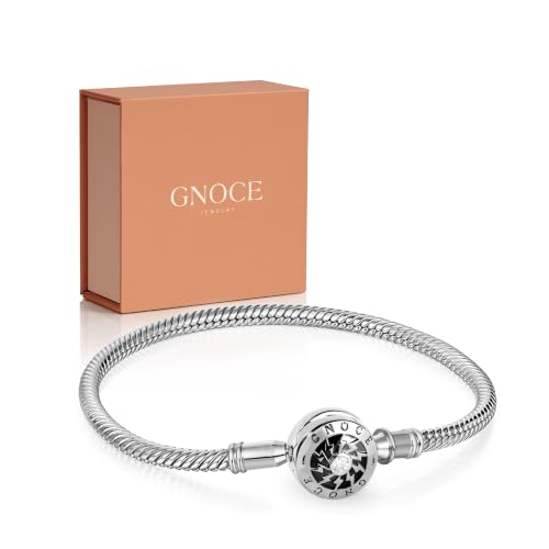 Image of GNOCE Charm Bracelet S925 Sterling Silver Black /Rose Gold /Gold Plated DIY Snake Chain The Moment I Meet You Basic Charm Bracelet Bangle with Clasp