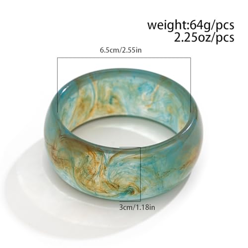Image of 1Pc Resin Wide Round Bangle Bracelets Minimalist Jewelry for Women Geometric Bohemian Colorful Wrap Bracelet Elegant Round Acrylic Holiady Chunky Thick Bracelet