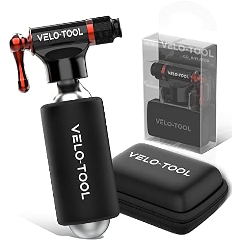 Velo-Tool™ CO2 Inflator Bike Pump-Premium, Quick & Lightweight & Adjustable Flow Sturdy EVA Carry Case, Foam Grip-Presta & Schrader Valve Compatible-Suitable for MTB, Race/Road & BMX Bikes Cover
