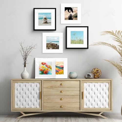 Golden State Art, Pack of 10, Pre-Cut 12x12 White Picture Mat Kit for 8x8 Photo, 10 White Core Bevel Cut Mattes, 10 Backing Boards and 10 Clear Bags by Golden State Art - Image 7