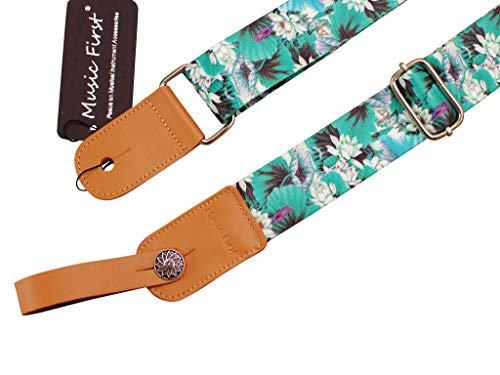 Music First Original Design “Lotus” Soft Nylon & Genuine Leather Ukulele Strap Ukulele Shoulder Strap With A Music First Genuine Leather Strap Locker #TOP4