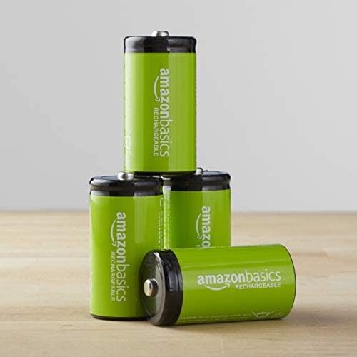Amazon Basics 4-Pack Rechargeable C Cell NiMH Batteries, 5000 mAh, Recharge up to 1000x Times, Pre-Charged