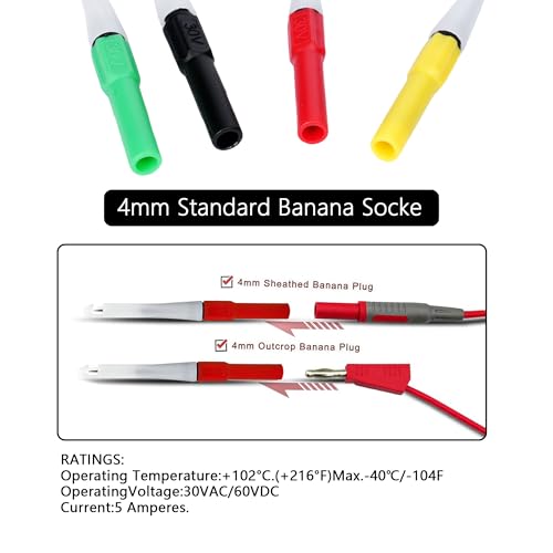 Image of 4Pcs Piercing Clip Test Probe, 0.7mm Test Probe Pins, Non-Destructive Insulation Wire Piercing Needle, Piercing Probes Set for Banana Socket Plug Car Tester