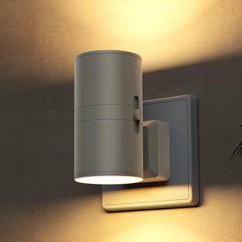 LOHAS-LED Nachtlicht Steckdose mit Dämmerungssensor, 3000K Warmweiß | 1W LED Steckdosenlicht, 0-100 lm stufenlos dimmbar, zementgraues Zylinderdesign für Flur, Treppe und Schlafzim