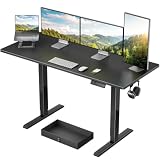 Marsail Electric Standing Desk with Drawer, 55 x 24 Electric Stand Up Desk, Ergonomic Adjustable Desk with Storage, Headphone/Bag Hooks, Computer Desk for Home & Office with Cable Management,Black