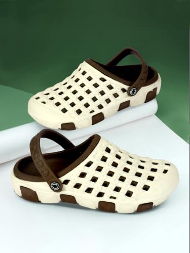 Image of Inklenzo Men's Sandals Clogs Mules for Men & Boys - Cream Comfortable, Extra Soft, Lightweight, Non-Slip, Waterproof, Adjustable Back Strap, Stylish, Classic, Casual, Everyday Mules