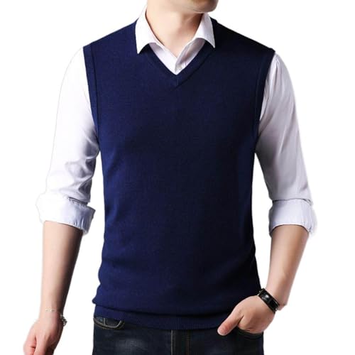 Gilet en cachemire épaissi pour hommes col V classique pull sans manches hiver