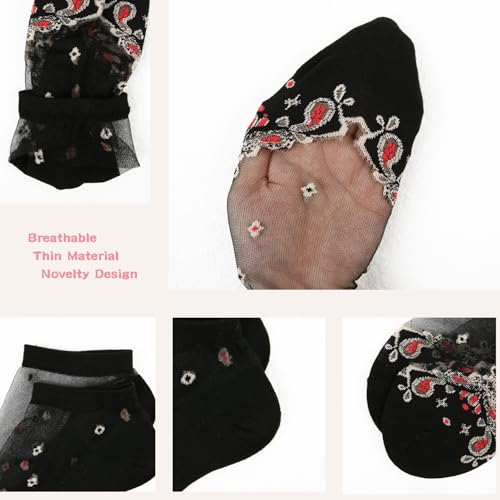 Image of Benefeet Sox Sheer Socks for Women Girls Mesh Ankle Socks Transparent Mesh Lace Sock Cute Thin Nylon See Through Sock