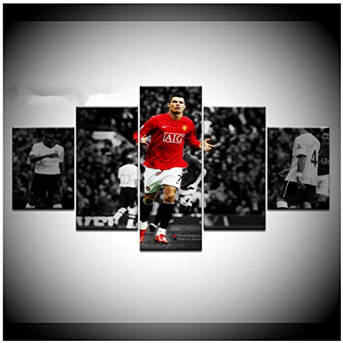 Pintura sobre lienzo Cristiano Ronaldo CR7 5 piezas Arte de la pared Pintura Deporte Fondos de pantalla Cartel Impresión Decoración para el hogar Obra de arte -40x60 40x80 40x100cm Sin marco