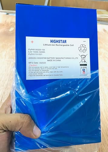 Image of Prismatic Cells, Lithium Phosphate, LFP / LiFePO4 A-Grade, Highstar make for DIY Making LFP Battery Packs, 4000+ Life Cycle 3.2V, 100Ah [4 Nos + S.S Screws, 3 Busbars ] Ideal for Solar, Inverter, UPS.