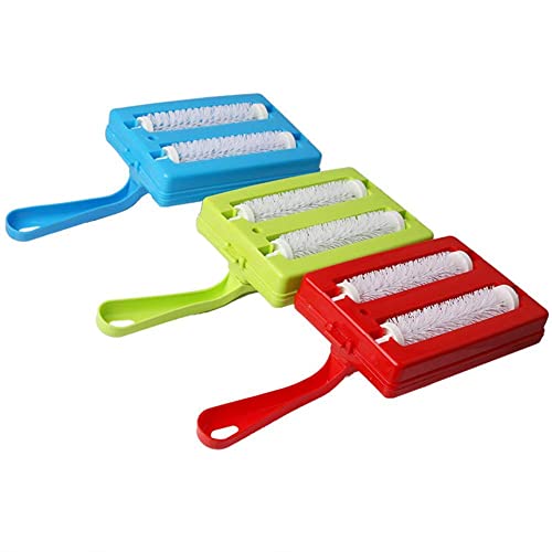GeKLok Carpet Debris Brush, Multi-functional Handheld Double Roller Sweepers Sofa Carpet Crumb Dust Pet Hair Cleaning Brush Collector Roller(Random)