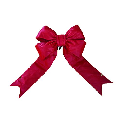 Vickerman 12\" x 15\" Red Nylon Outdoor Structural Bow - Flexible Bow for Outdoor Use with Easy Hanging Wire Included - Festive Decor for Outdoor Spaces