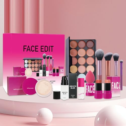 Kit de maquillage des yeux et du visage, ensemble de maquillage de visage | Makeup Kit Brushes Palette de fard à paupières Palette,Maquillage set blush bâton, kit complet cosmétique longue durée pour – Image 4