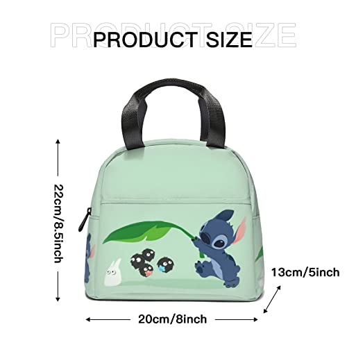 Hugkttj Green Cartoon Insulated Lunch Bag Reusable Cooler Lunch Box Organizer For Women Outdoor Party Picnic Travel #TOP1