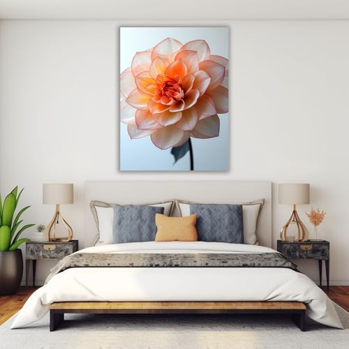 Tableau decoration murale fleurs rose impression toile moderne 60x90cm encadrée