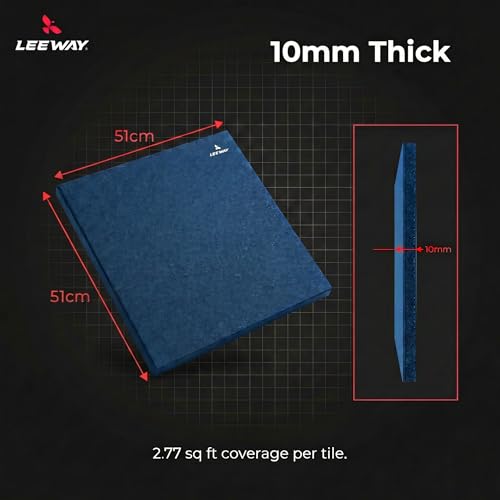 Image of Leeway Gym Mats for Floor | SBR (Set of 10, 10mm, 20 inchx20 inch) Blue | Gym Floor Mat Rubber for Heavy Workout | Equipment Matt for Home Exercise | | Yoga Rubber Tiles, Kids Rooms Heavy Duty Flooring Sheet