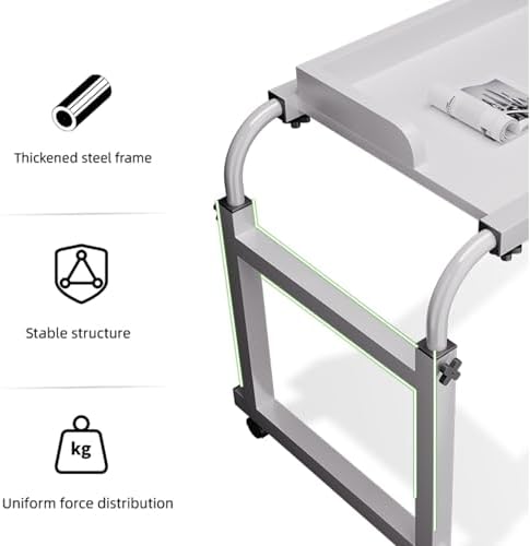 Adjustable Overbed Table on Wheels - Mobile Laptop & Computer Desk for Home & Hospital, Rolling Medical Table, Height & Length Adjustable, 350lbs Capacity, Portable & Convenient