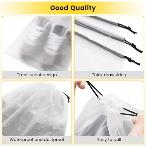 Vorspack Shoe Bags for Travel, 6 Pcs, Transparent, Drawstring, Large - image 5