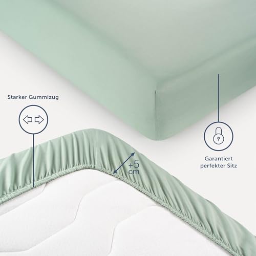 Blumtal® Spannbettlaken 140x200 cm - Bettlaken aus Microfaser - Ökotex zertifiziertes Spannbetttuch in Summer Green / Grün