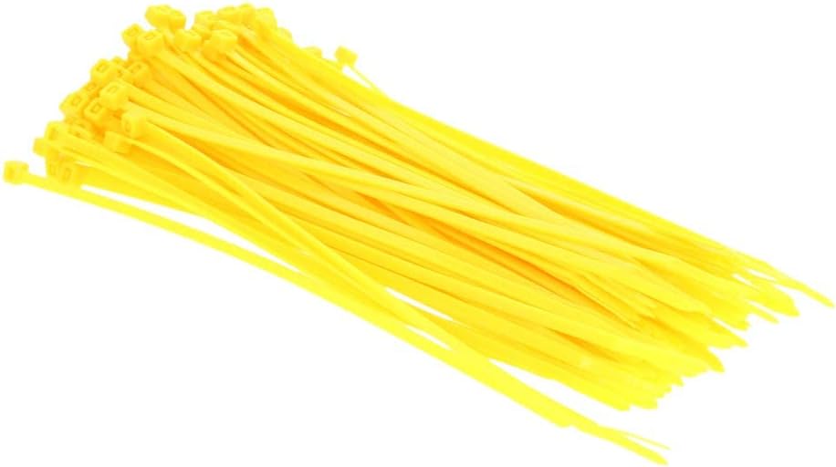 MroMax Cable Zip Ties 7.87 Inch x 0.14 Inch(L x W) UV Resistant Self-Locking Nylon Tie Wraps for Multi-Purpose Use Indoor and Outdoor, Yellow 150pcs
