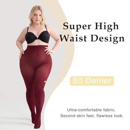 Image of Women's Plus Size Tights High Waist Sheer Semi Opaque Ultra-Soft Pantyhose XL, 2XL, 3XL, 4XL