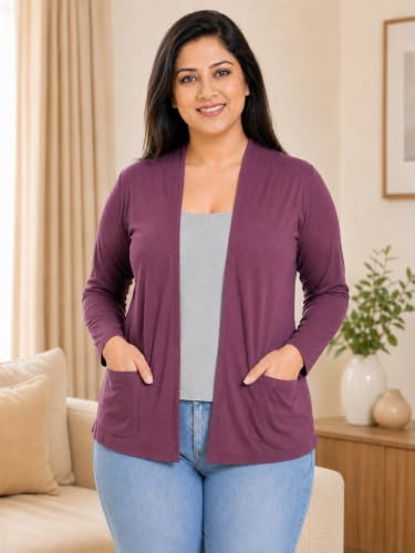 Image of In Love Women's Solid Open Front Shrug with Pockets