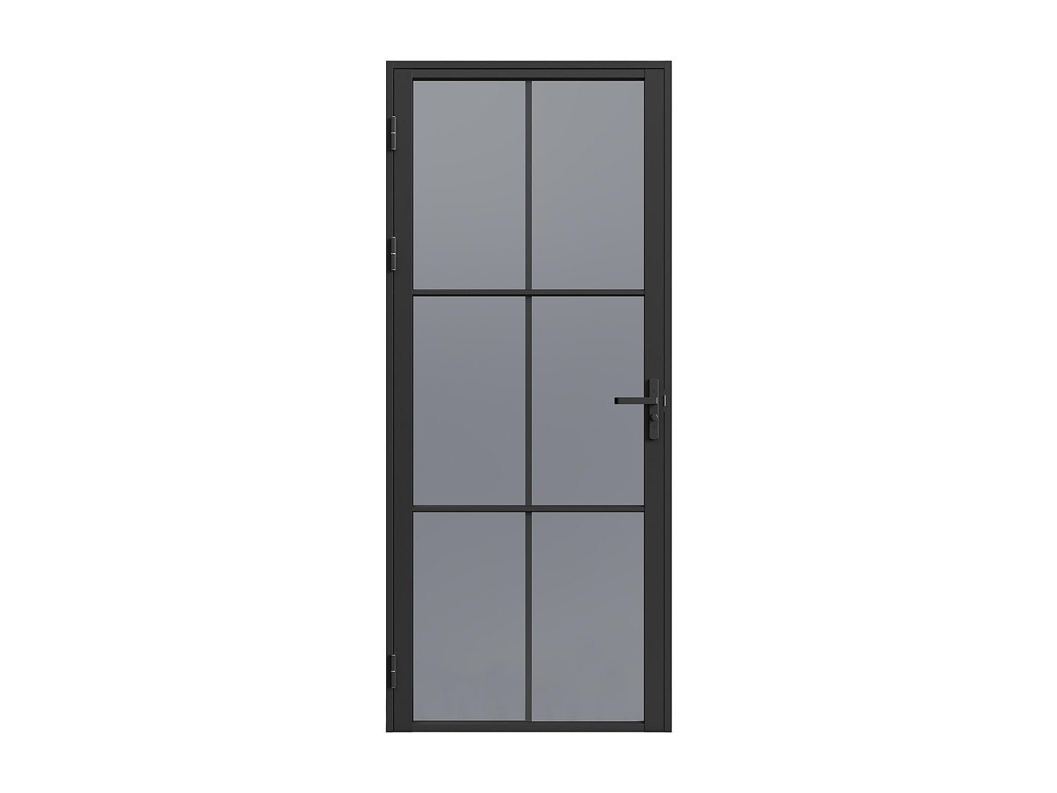 Vente-unique Juego de puerta reversible - aluminio y cristal templado - 204 x 73 cm - negro - SEROTO