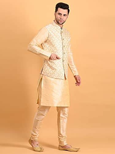 Image of Uri and MacKenzie Men's Silk Blend Kurta Pajama with Designer Ethnic Nehru Jacket /Modi Jacket