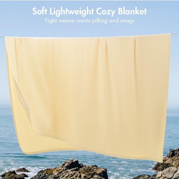 Image of Madison Park 100% Egyptian Cotton Twin Size Bed Blanket for Summer, Yellow | Cozy Soft Breathable Durable, Micro Herringbone Weave Casual, Lightweight Knit All Season Throw for Bed Couch, Sofa, OEKO TEX