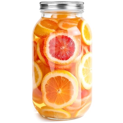 ODDMUCK 64oz Mason Jars with Lids 1 Pack Wide Mouth Glass Canning Jars