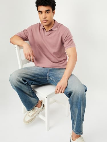 Image of Max Men's Half Sleeves Textured Johnny Collar T-Shirt