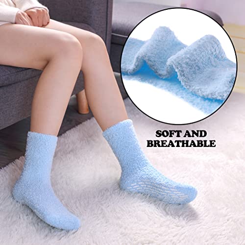 Image of FNOVCO Non Slip Socks for Women Winter Warm Cozy Fuzzy Slipper Socks Soft Fluffy Hospital Socks with Grips