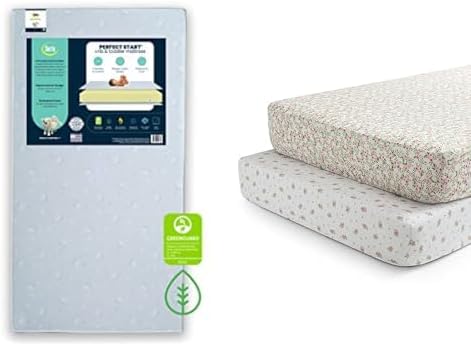 Delta Children Serta Perfect Start - Sábanas ajustables para cuna y niños pequeños con núcleo de fibra para cuna y niños (paquete de 2 unidades),